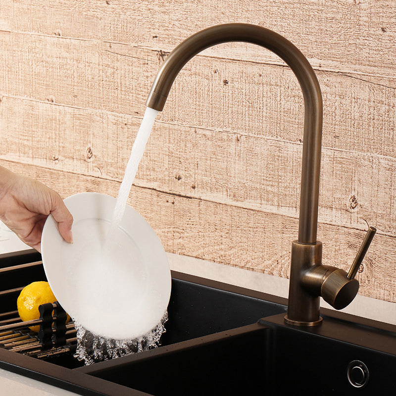 Rustic Bronze High Arc Single Handle Kitchen Faucet - Image 2