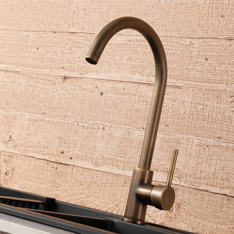 Rustic Bronze High Arc Single Handle Kitchen Faucet - Image 3