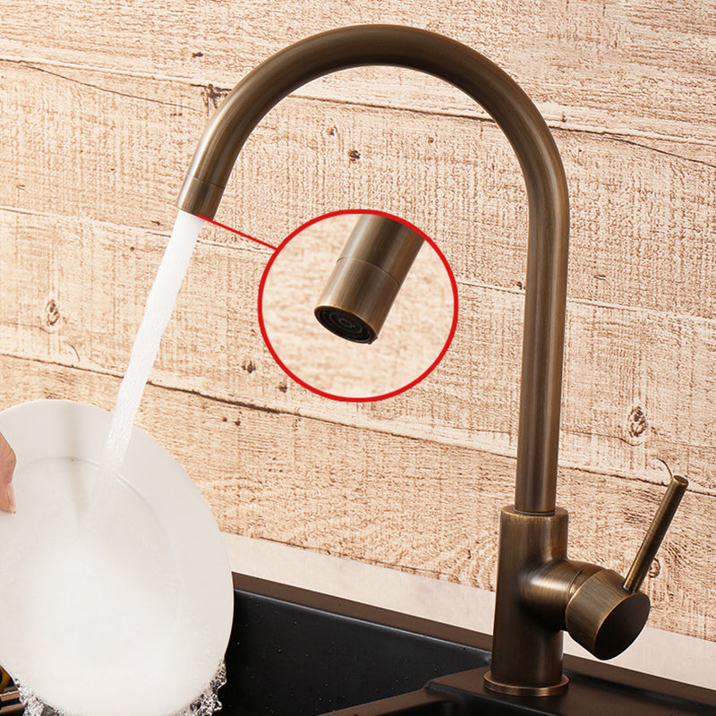 Rustic Bronze High Arc Single Handle Kitchen Faucet - Image 4