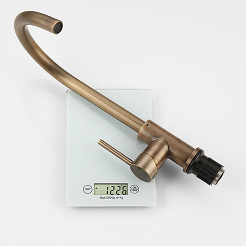 Rustic Bronze High Arc Single Handle Kitchen Faucet - Image 6