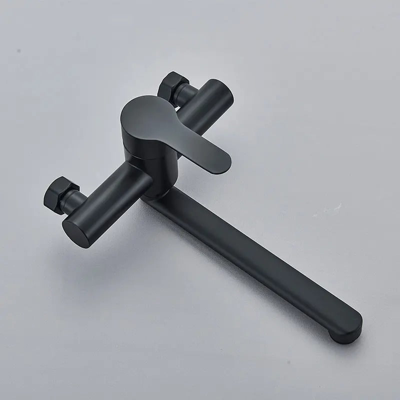 Wall-Mounted Matte Black Swivel Kitchen Faucet - Image 5