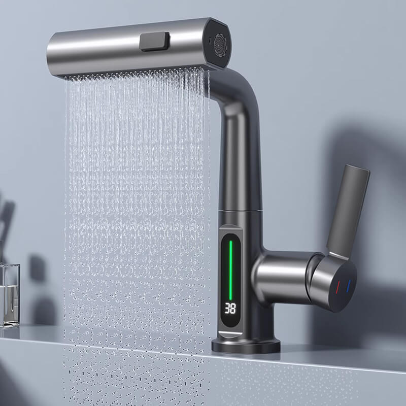 Sleek Matte Black Digital Pull-Down Kitchen Faucet - Image 7