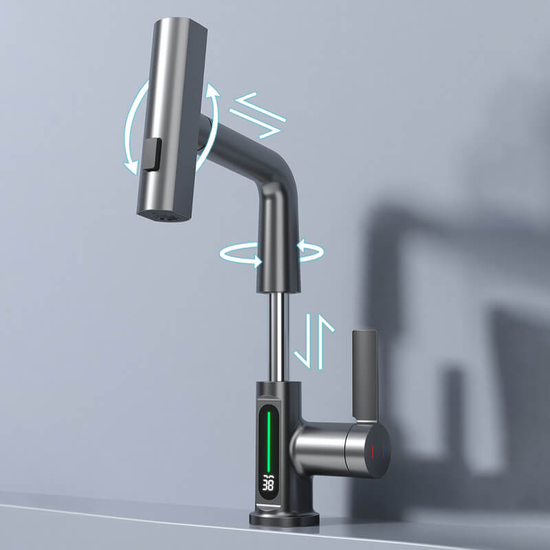 Sleek Matte Black Digital Pull-Down Kitchen Faucet - Image 10