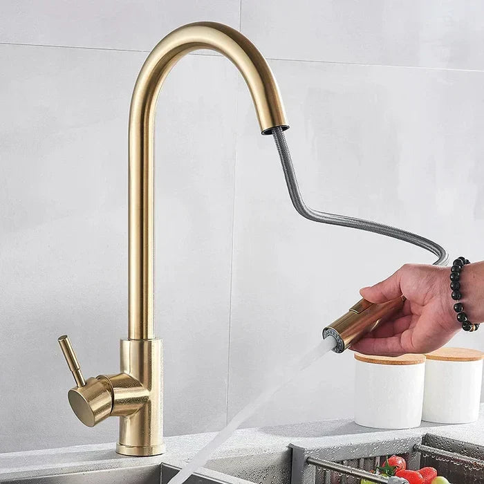 High Arc Chrome Kitchen Faucet with Pull-Down Spray - Image 4