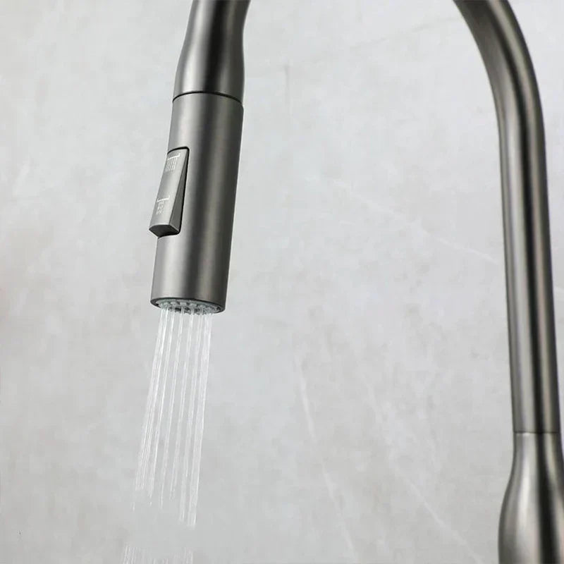 Modern Gunmetal Gray High-Arc Pull-Down Kitchen Faucet - Image 7