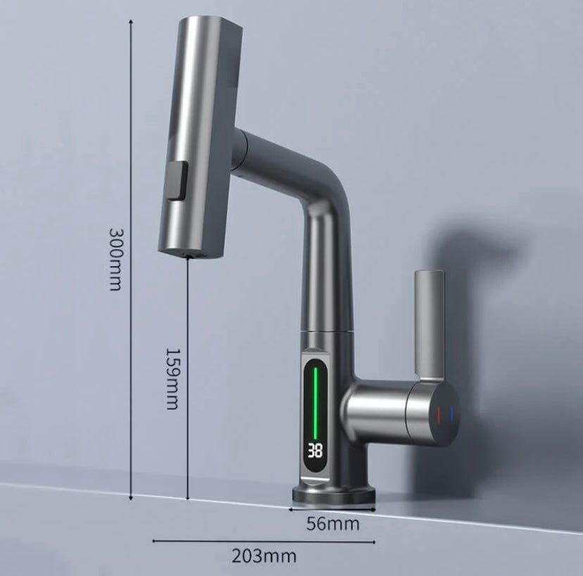Sleek Matte Black Digital Pull-Down Kitchen Faucet - Image 15