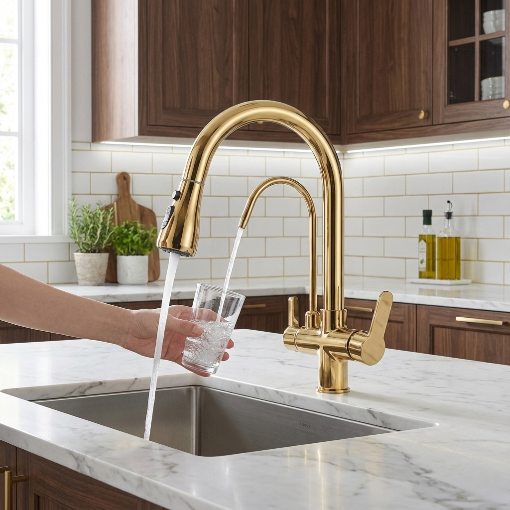 Brushed Nickel Pull-Down Kitchen Faucet with Filter Spout - Image 8