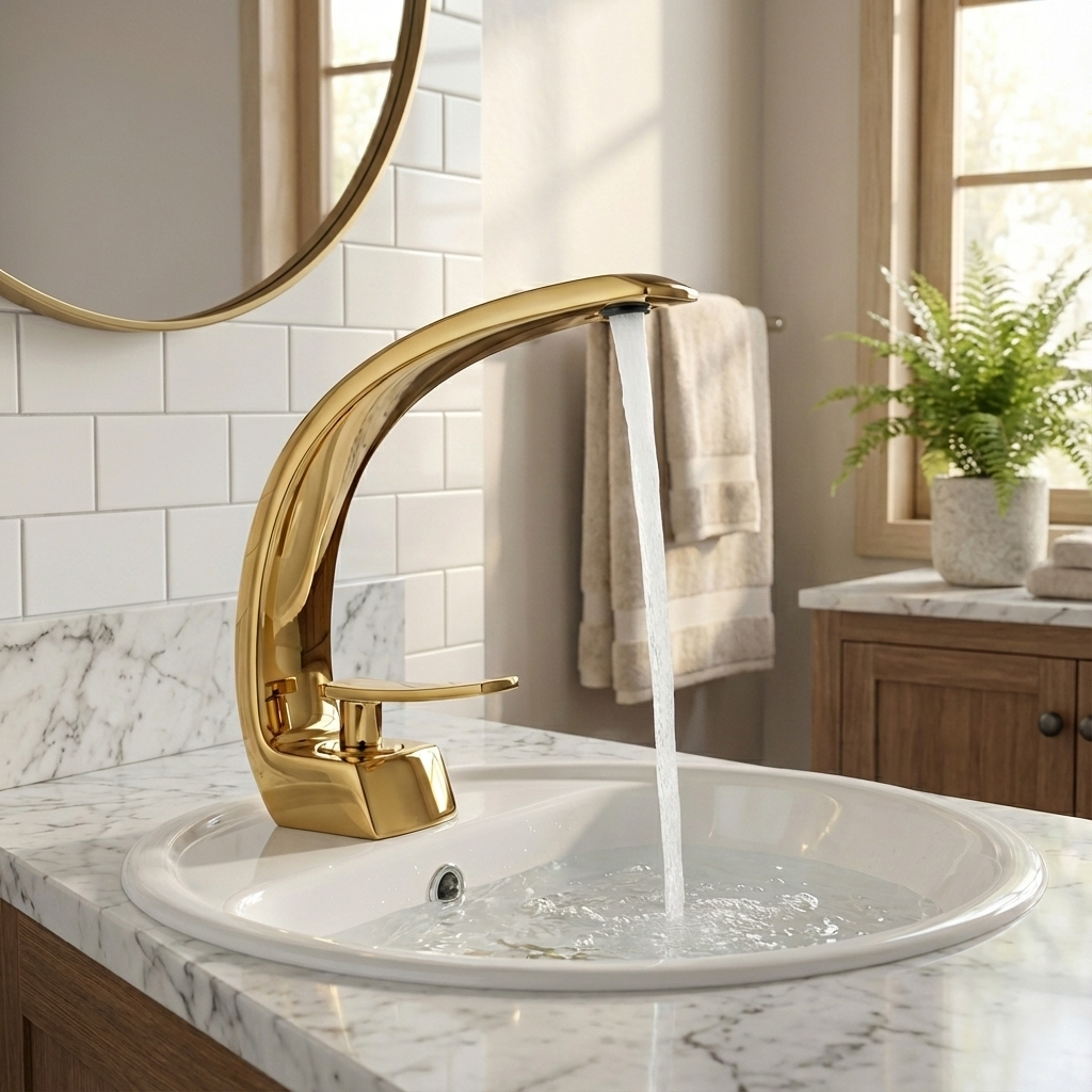 Modern Curved Chrome Single Handle Sink Faucet - Image 7