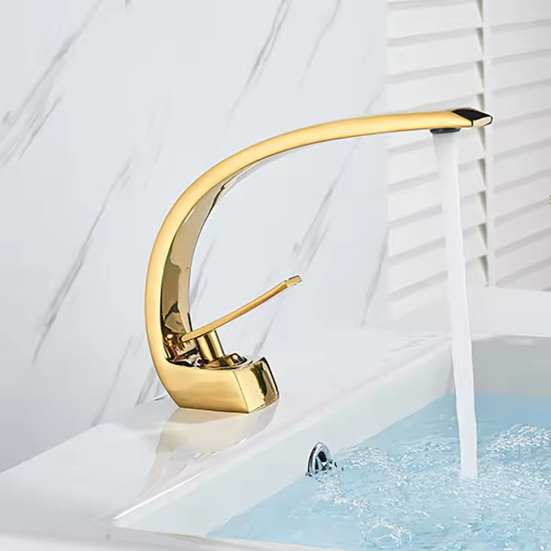 Modern Curved Chrome Single Handle Sink Faucet - Image 3
