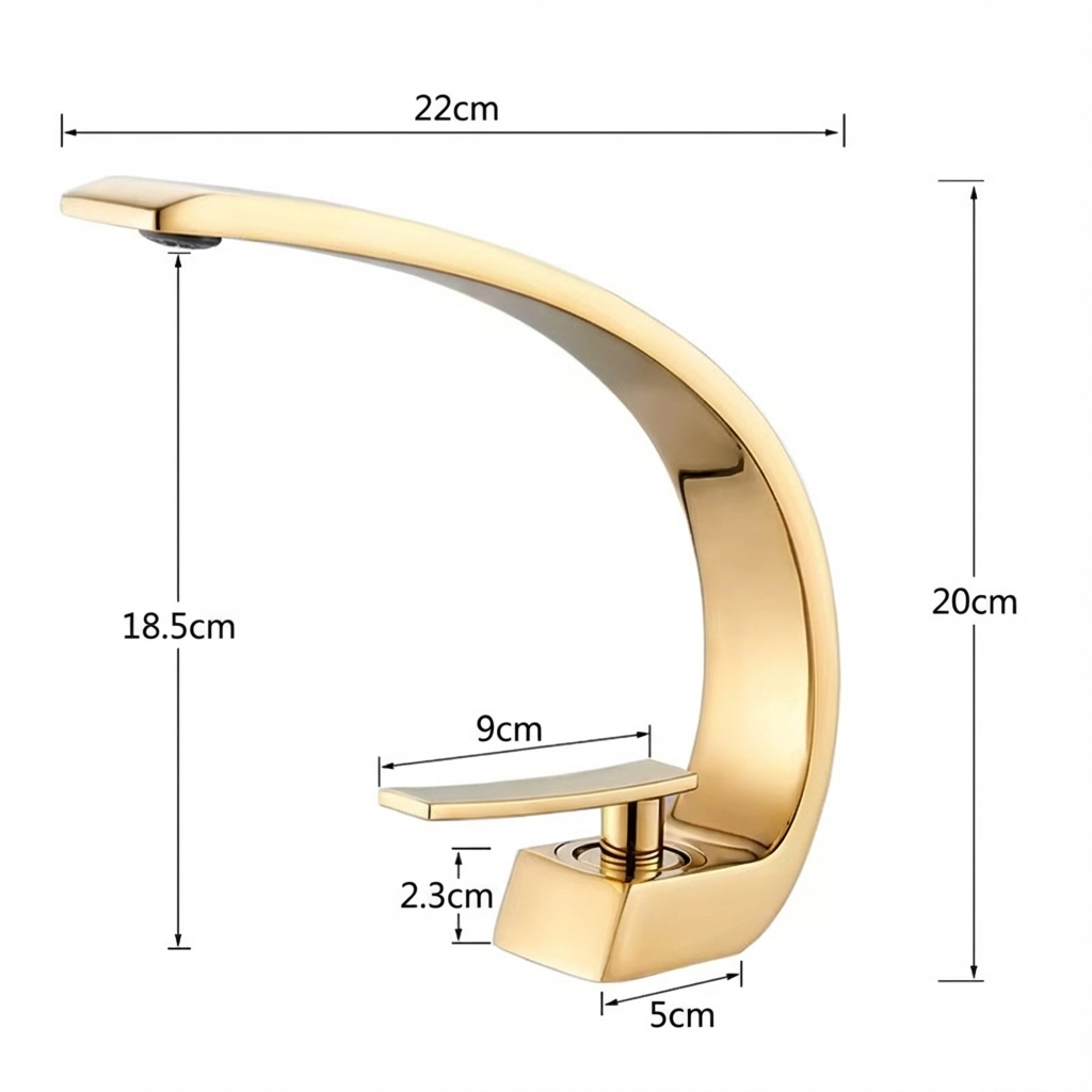 Modern Curved Chrome Single Handle Sink Faucet - Image 9