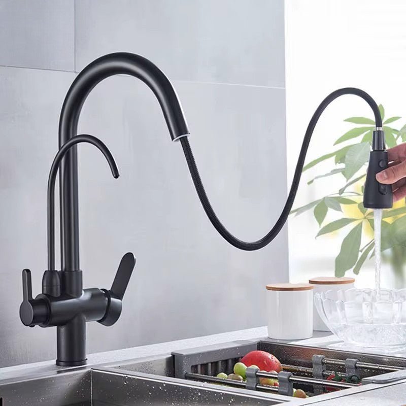 Brushed Nickel Pull-Down Kitchen Faucet with Filter Spout - Image 9