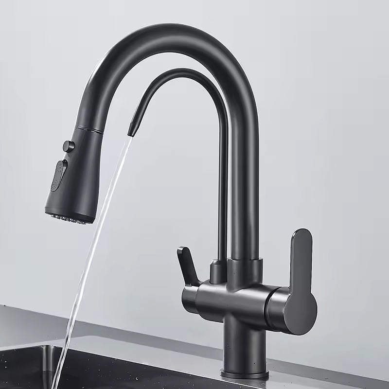 Brushed Nickel Pull-Down Kitchen Faucet with Filter Spout - Image 6