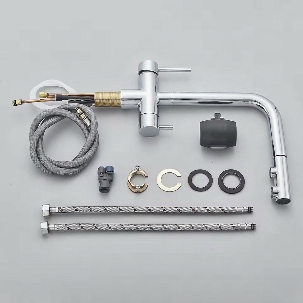 Modern Brushed Nickel Kitchen Faucet with Dual Spout - Image 6