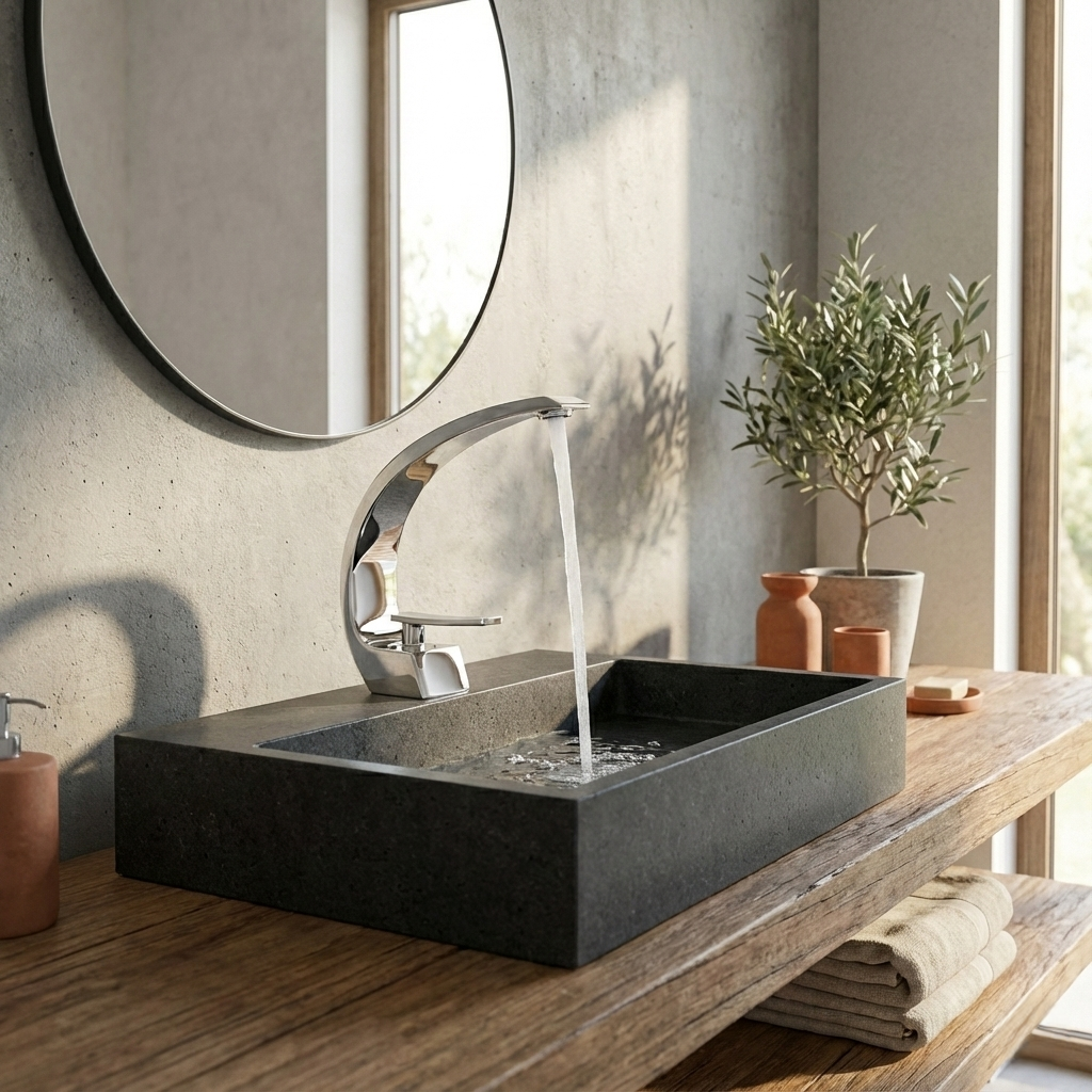 Modern Curved Chrome Single Handle Sink Faucet - Image 6