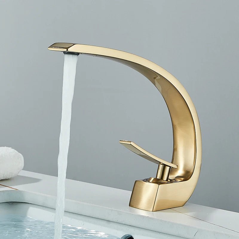 Modern Curved Chrome Single Handle Sink Faucet - Image 5