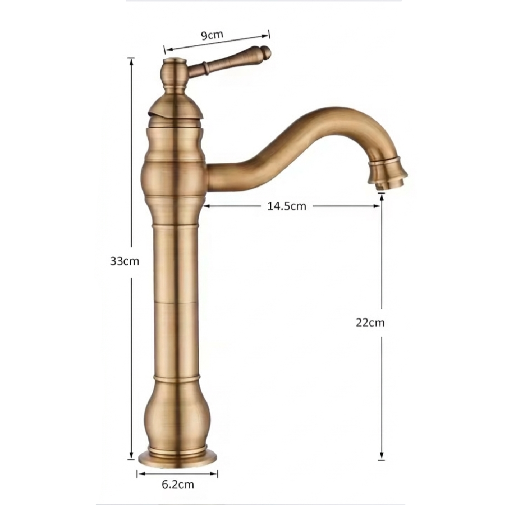 Vintage Brushed Bronze High Arc Basin Faucet - Image 9