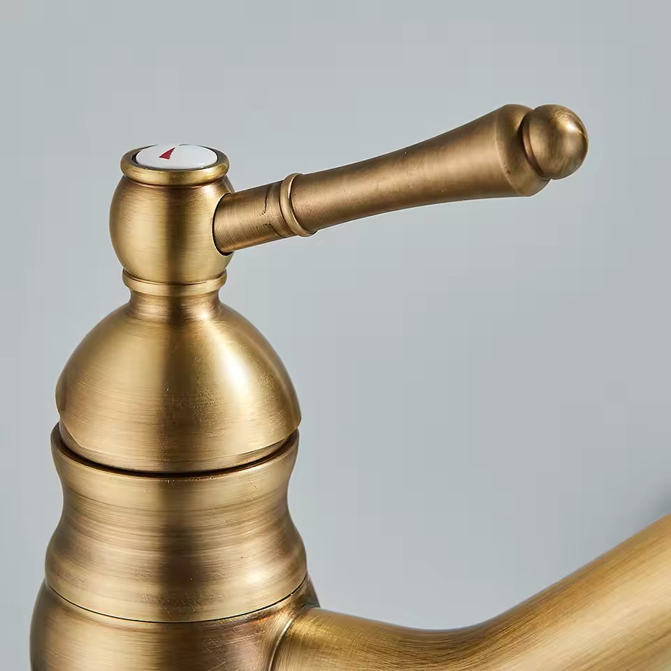 Vintage Brushed Bronze High Arc Basin Faucet - Image 5