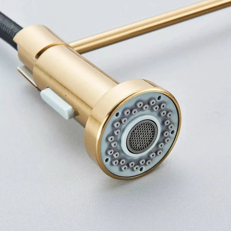Brushed Gold Spring Pull-Down Kitchen Faucet - Image 5