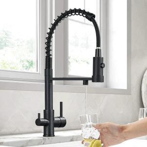 Overview of the modern matte black faucet