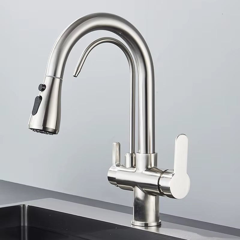 Matte Black Pull-Down Kitchen Faucet with Filter - Image 9