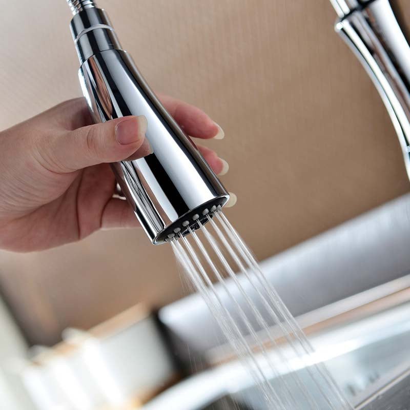 Sculpted Brushed Nickel Pull-Down Kitchen Faucet - Image 4