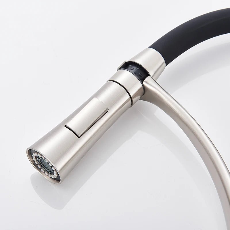 Brushed Nickel Kitchen Faucet with Black Flexible Hose - Image 4