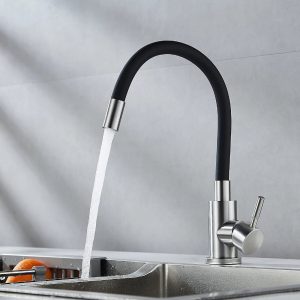 Close-up view of the durable stainless steel mixer tap