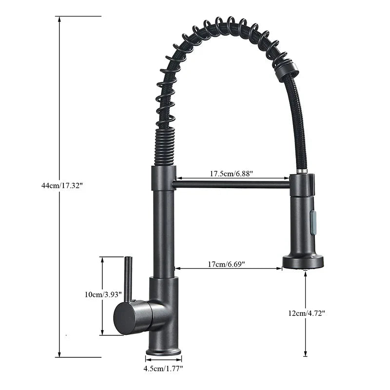 Modern Gold Kitchen Faucet with Black Coil Sprayer - Image 5