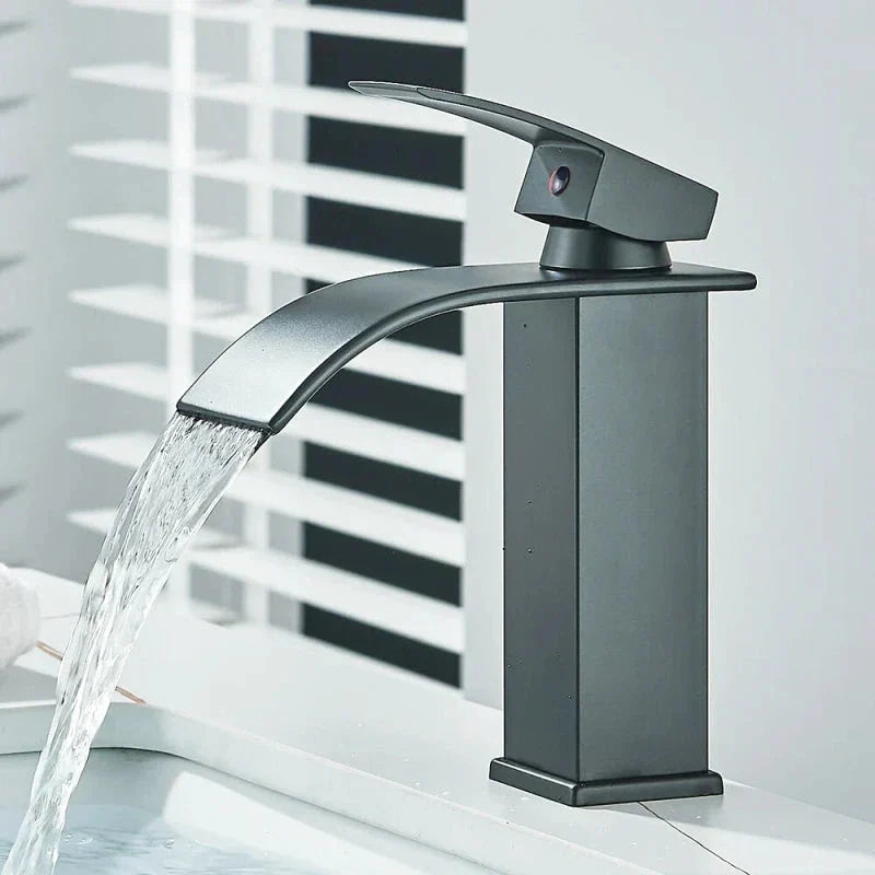 Modern Matte Black Waterfall Sink Faucet - Image 3