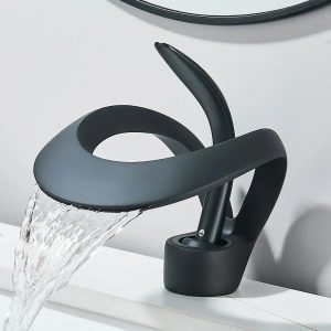 Brass waterfall mixer tap, ideal for a contemporary washbasin