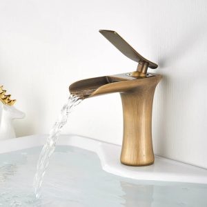Brass tap with ceramic cartridge, close-up view