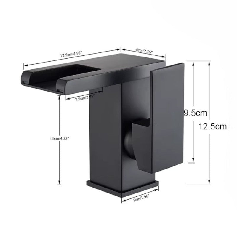 Modern Matte Black Waterfall Basin Faucet with Blue LED - Image 5