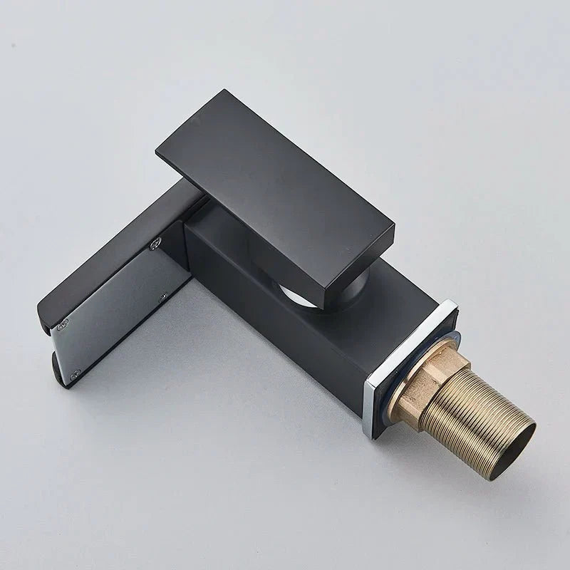 Modern Matte Black Waterfall Basin Faucet with Blue LED - Image 4