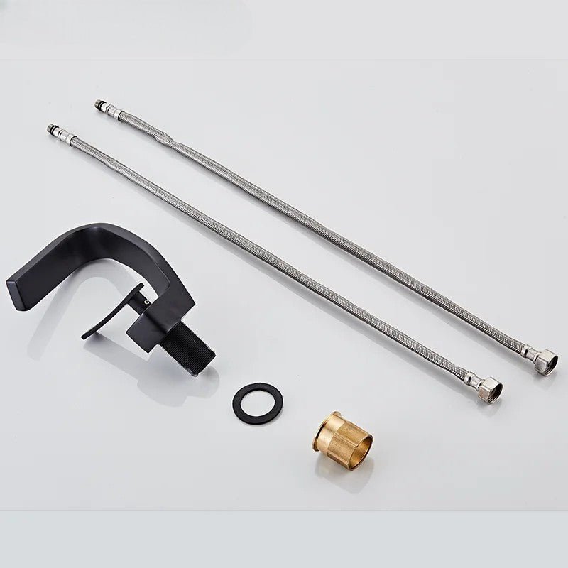 Sleek Matte Black Rose Gold Waterfall Faucet - Image 4