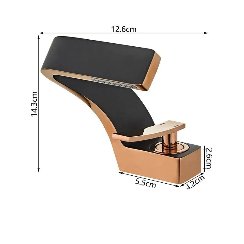 Sleek Matte Black Rose Gold Waterfall Faucet - Image 5