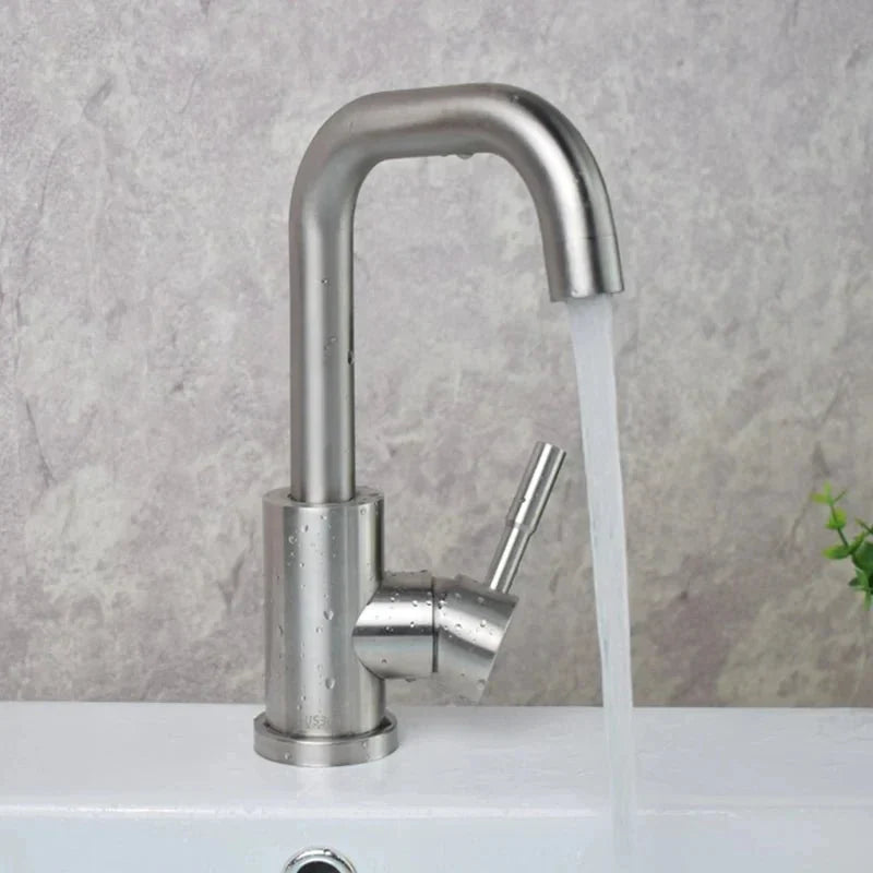 Brushed Stainless Steel Gooseneck Sink Faucet