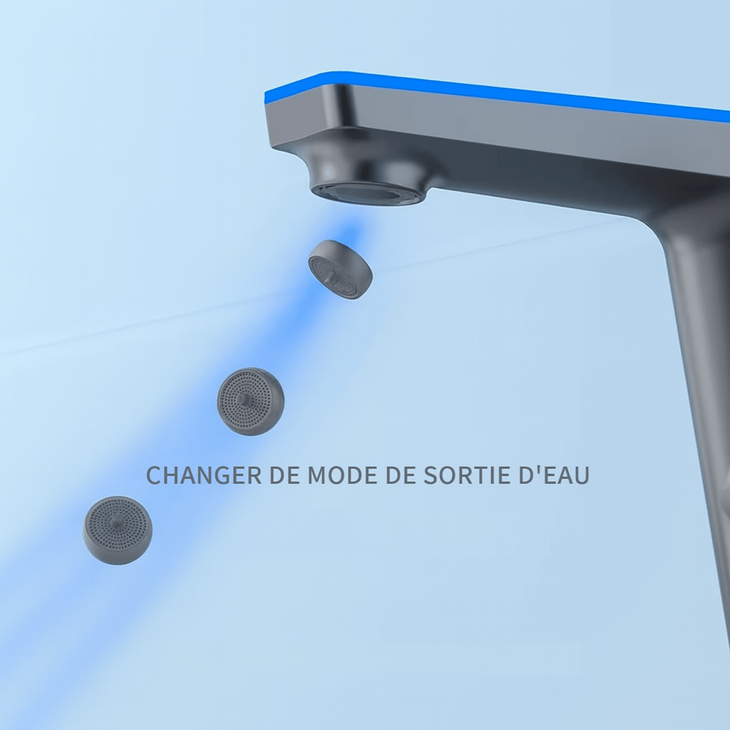 Modern Dark Grey Faucet with Digital Temp & Gold Handle - Image 3