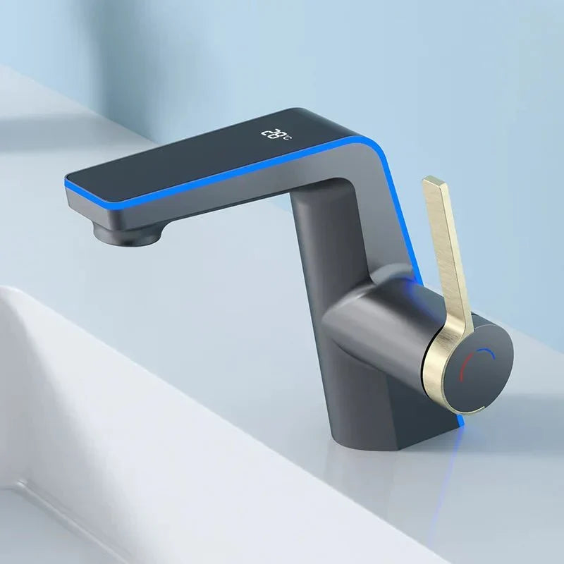Detail of the brass mixer tap with ceramic valve