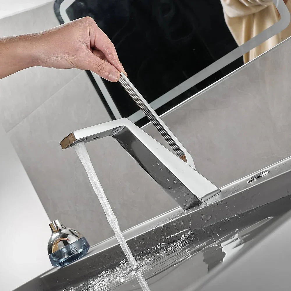 Polished Chrome Geometric Basin Faucet - Image 4