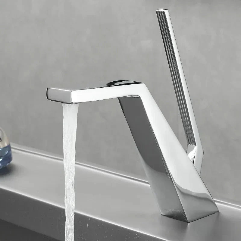 Polished Chrome Geometric Basin Faucet - Image 2