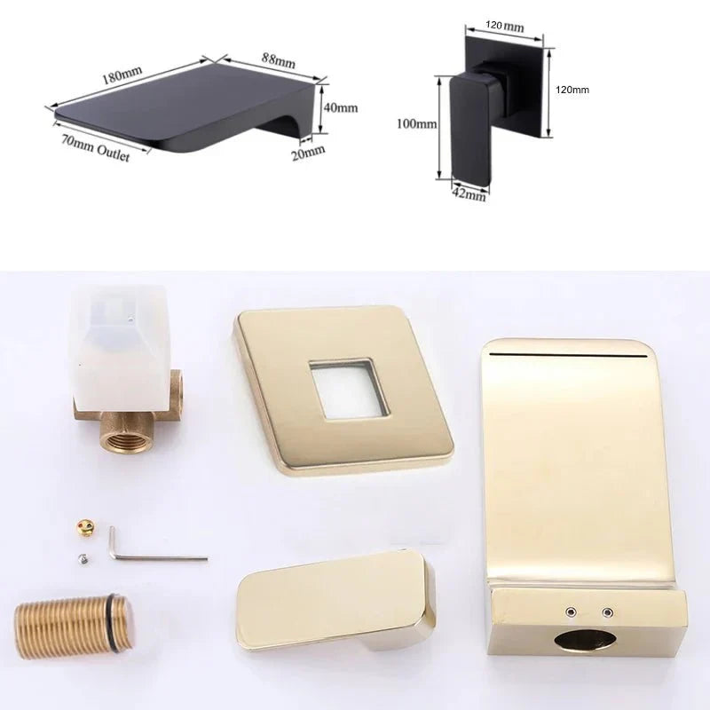 Minimalist Black Wall-Mounted Waterfall Faucet - Image 6