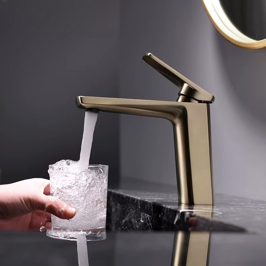 Modern Brushed Gold Single-Handle Bathroom Faucet - Image 6
