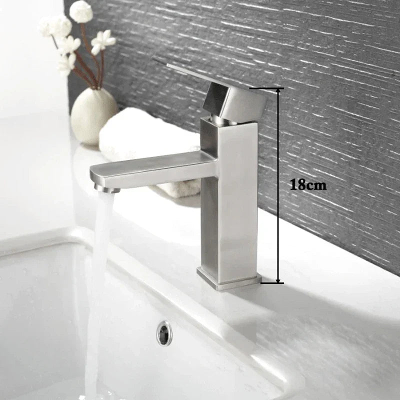 Modern Brushed Nickel Single-Lever Bathroom Faucet - Image 3