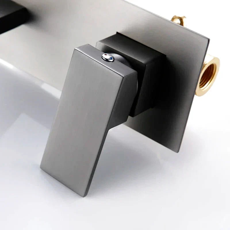 Brushed Gunmetal Wall Mounted Bathroom Faucet - Image 5