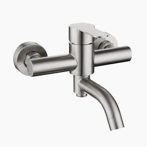 Brushed Nickel Wall Mount Single Lever Faucet