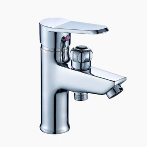 Modern Chrome Sink Faucet with Side Hose Connection