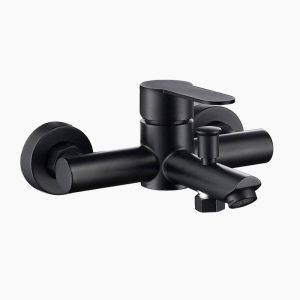 Matte Black Wall Mounted Bath Mixer Faucet