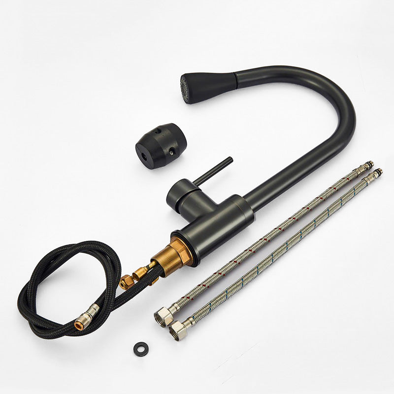 Matte Black Pull-Down Gooseneck Kitchen Faucet - Image 2