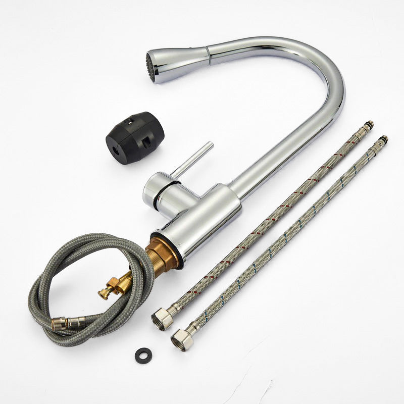 High-Arc Chrome Kitchen Faucet with Pull-Down Spray - Image 2