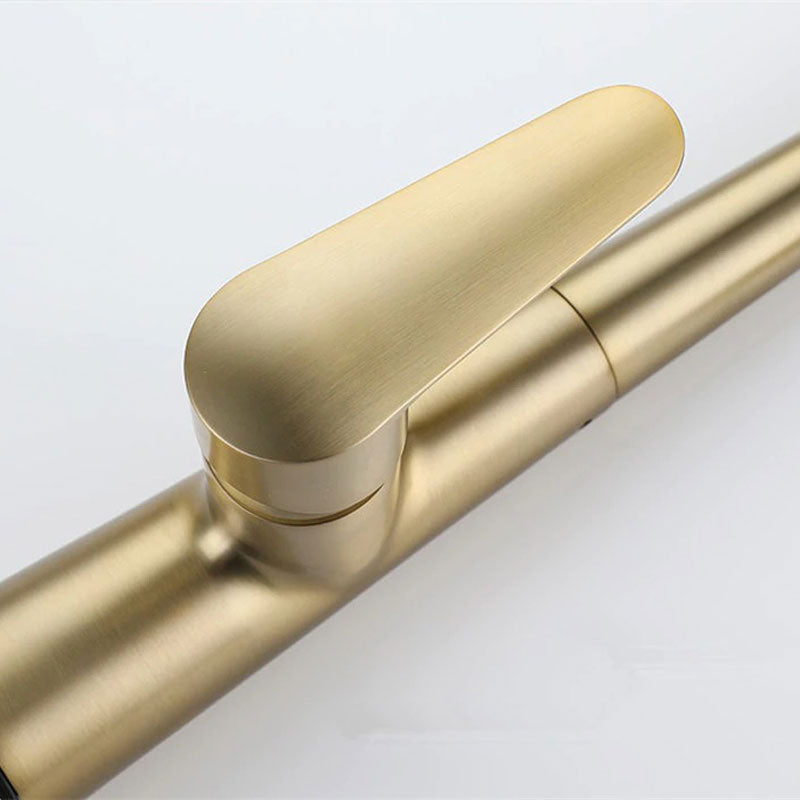 Brushed Gold High-Arc Kitchen Faucet with Pull-Down - Image 2